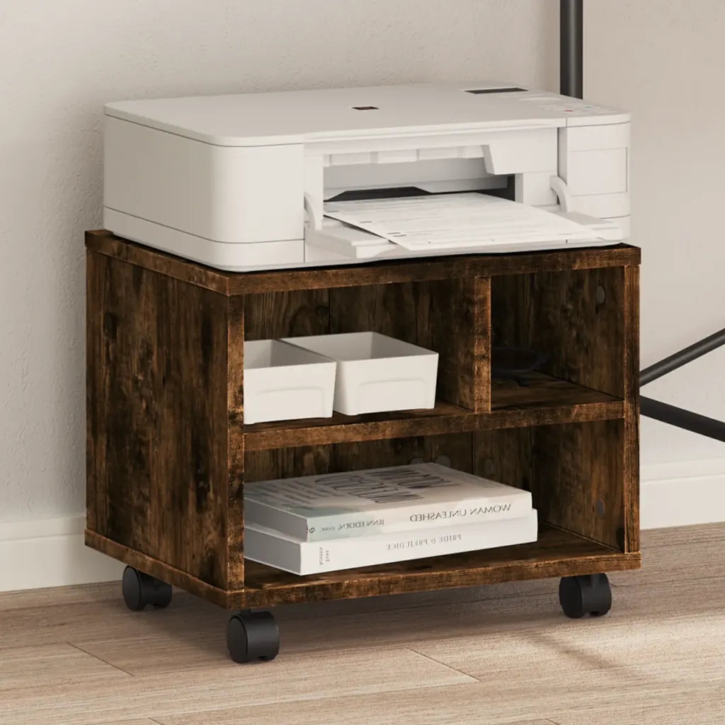 Supporto per Stampante con Ruote Rovere Fumo 41x32x34,5 cm 840615