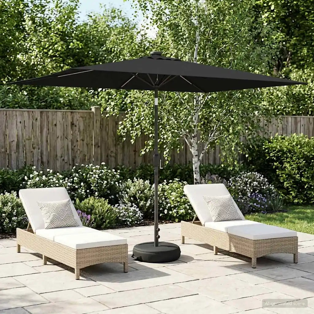 Ombrellone da giardino-Parasol da giardino con luci LED e base 200 x 300 cm Poliestere 517438