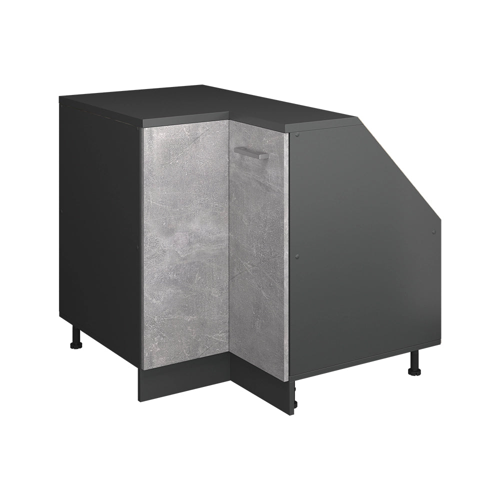 Mobile sottotetto Mobile angolare Rion Calcestruzzo/Antracite 75.6 x 83.8 cm con 1 porta, carcassa dell’armadio profondità 60 cm Vicco