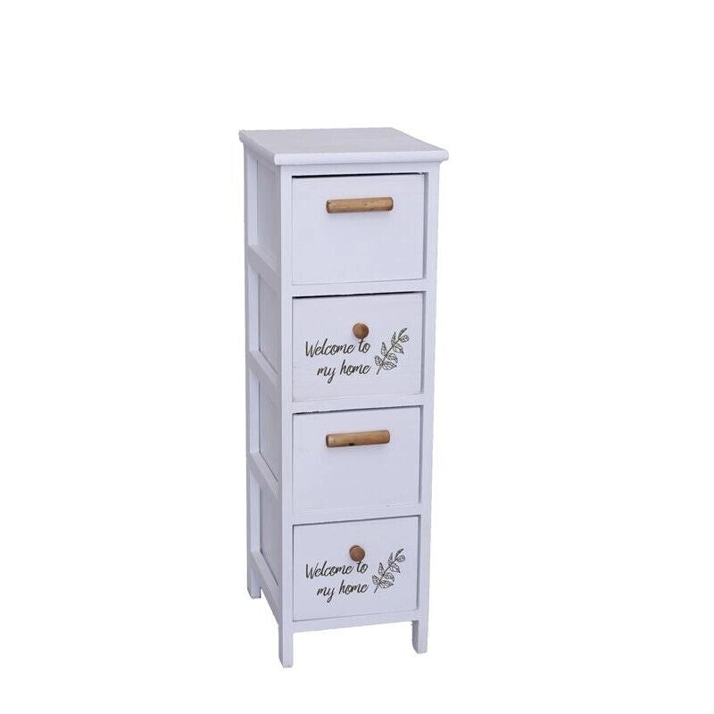 WELCOME MOBILE SLIM CON 4 CASSETTI 26X32X80 CM IN COLORE BIANCO