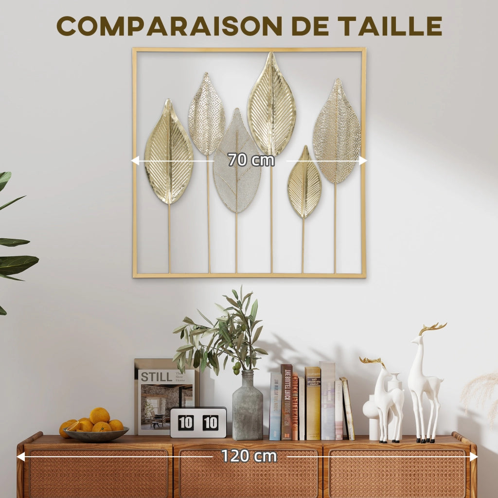 Decorazione parete metallo foglia moderna ¨C Xylo ¨C Dorato 70x70 cm