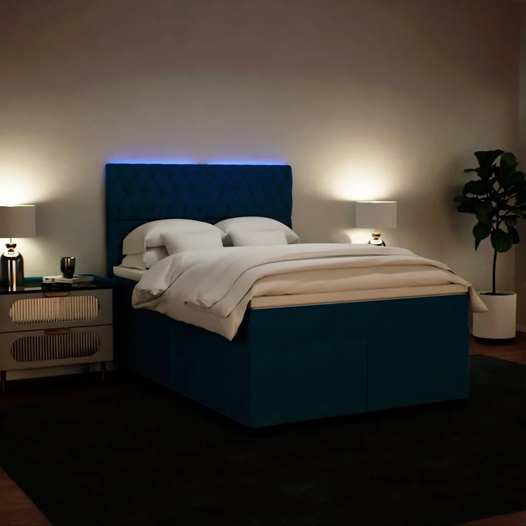 vidaXL Giroletto a Molle con Materasso Blu 160x200 cm in Velluto