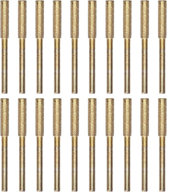 Set di Affilatrici a Catena da 20 pezzi - Affilatrice a Catena con Burr Emery elettrica per Bit di Affilatura per Catene da Tronchese (4mm - Oro)
