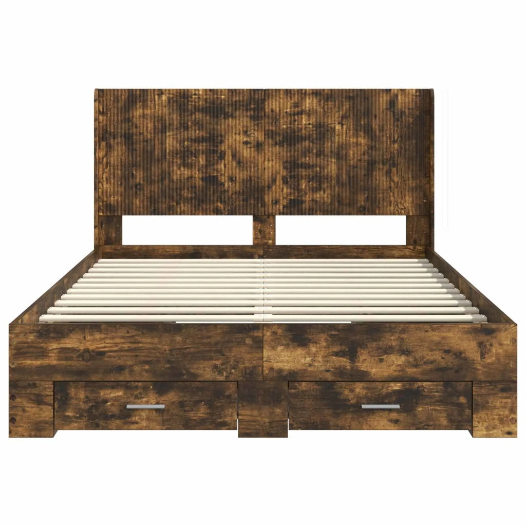 Struttura del letto con stoccaggio e testata Rovere Fumo 3414105