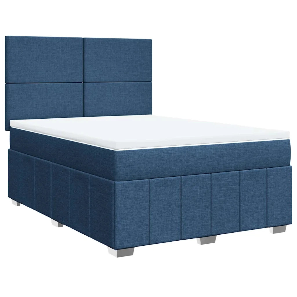 vidaXL Giroletto a Molle con Materasso Blu 140x190 cm in Tessuto