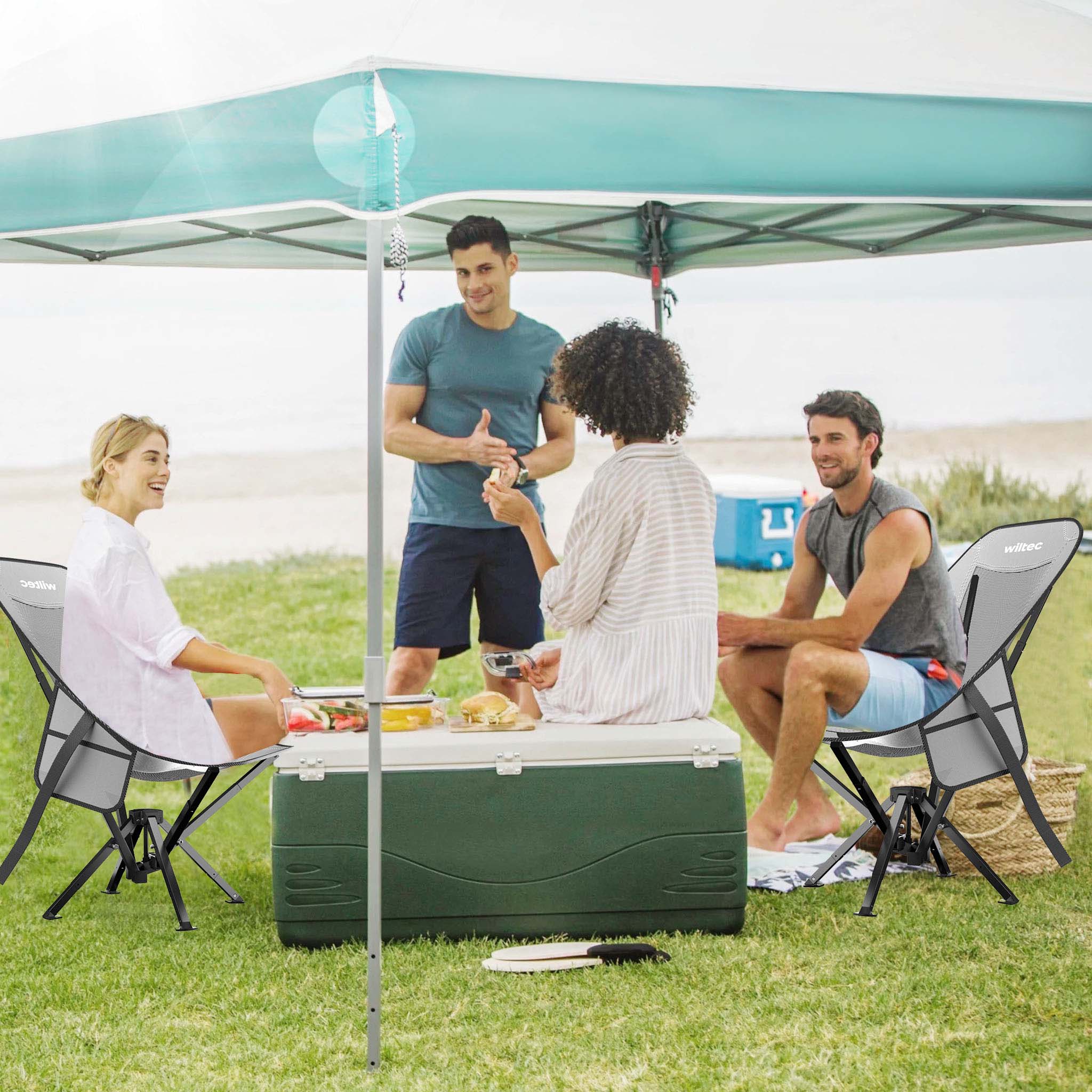 Sedia da campeggio pieghevole portatile 100 kg grigio nero