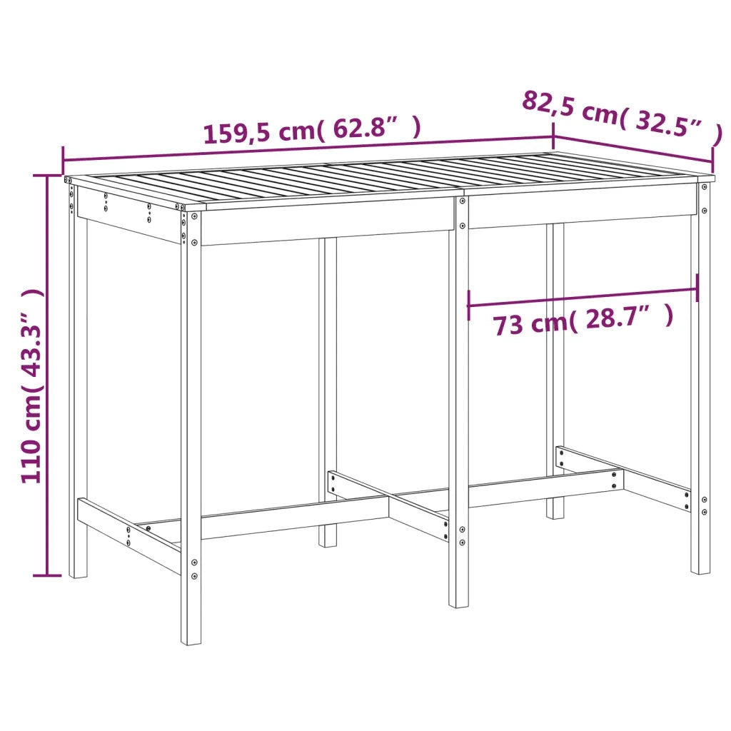 Tavolo da Giardino 159,5x82,5x110 cm in Legno Massello di Pino 824095