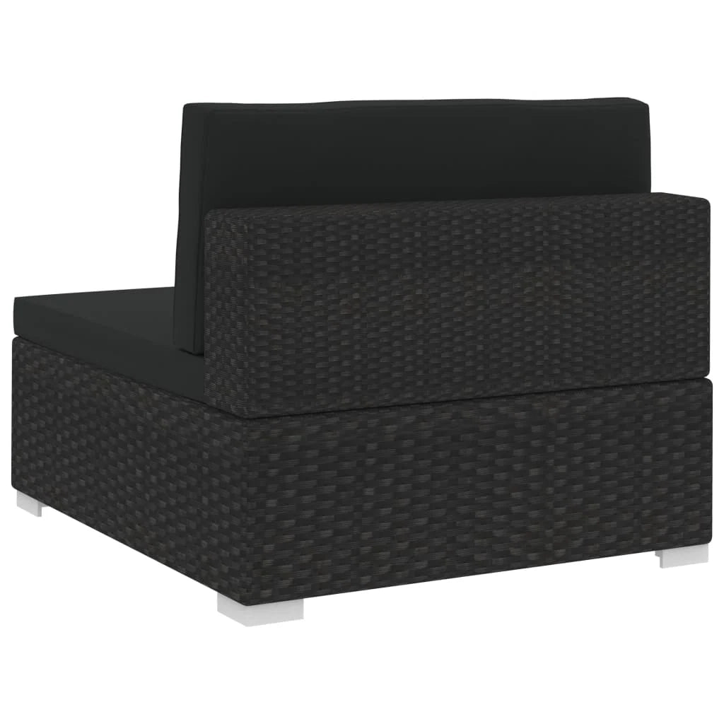 Set di divani da giardino 3 pezzi con cuscini in resina intrecciata nera 02_0013318