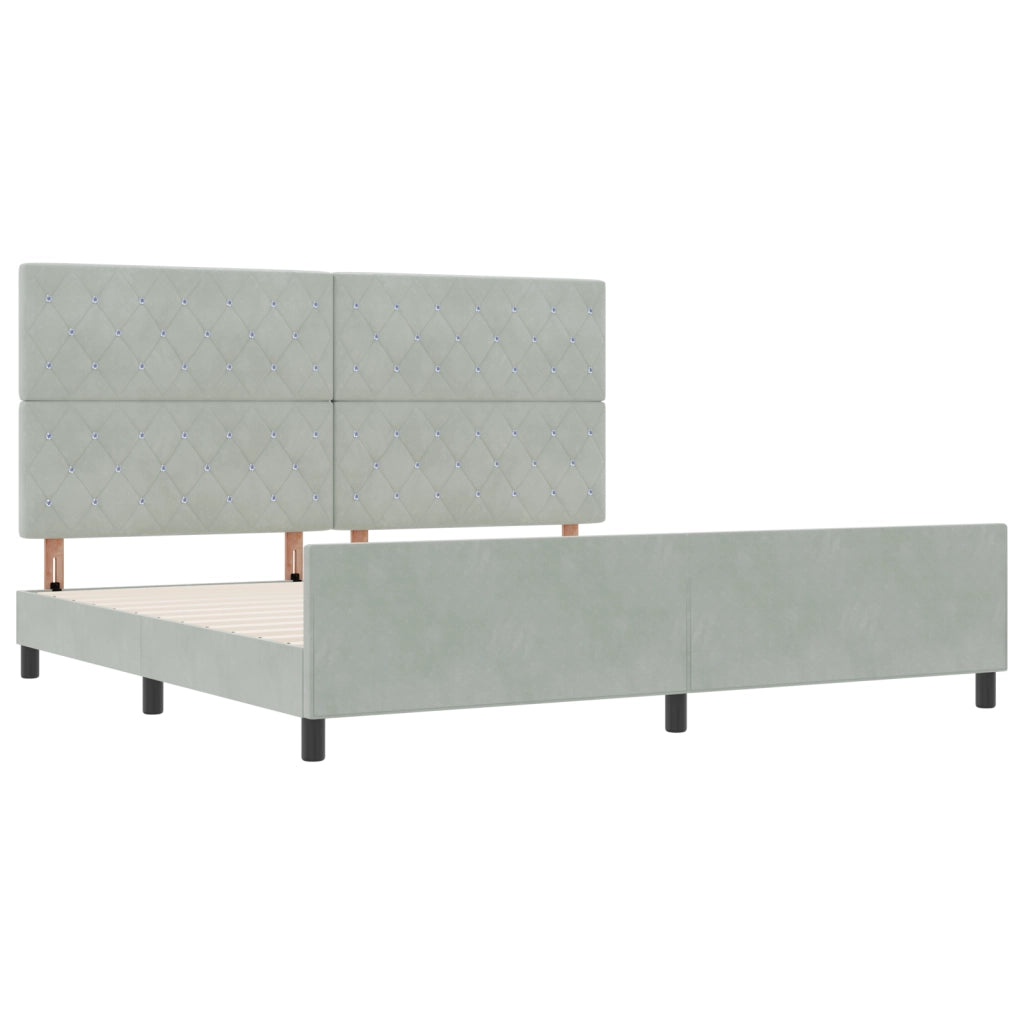 Struttura Letto Grigio Chiaro 200x200 cm in Velluto