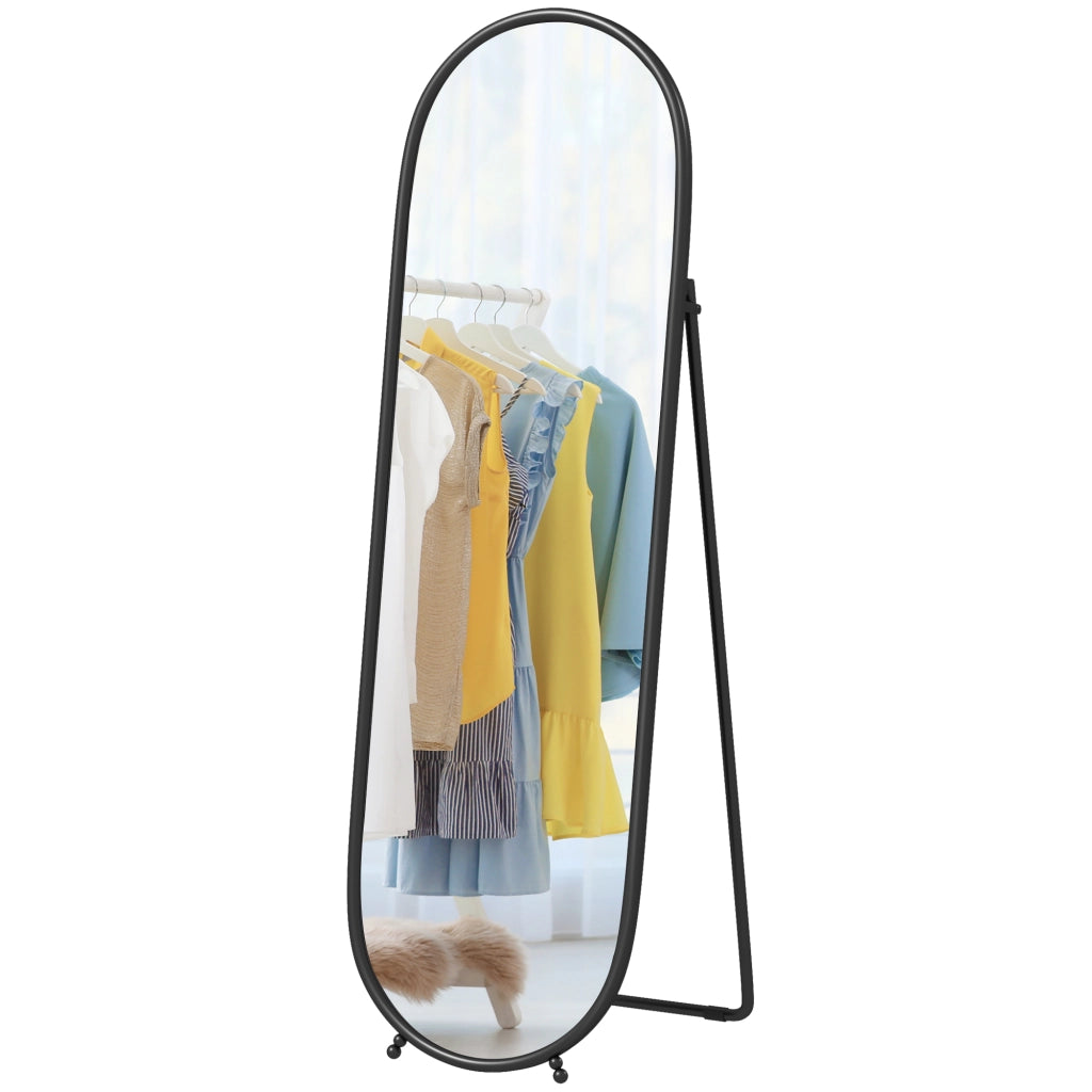 Specchio ovale con supporto in metallo nero ¨C zephmum ¨C 40x160 cm