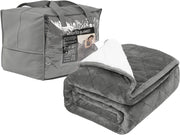 Coperta Ponderata per Adulti, Coperta Appesantita Double Face in Flanella e Lana d'Agnello, 11 kg 150x200 cm, Coperta Pesata Terapeutica per il Sonno, con Perle di Vetro, Grigio
