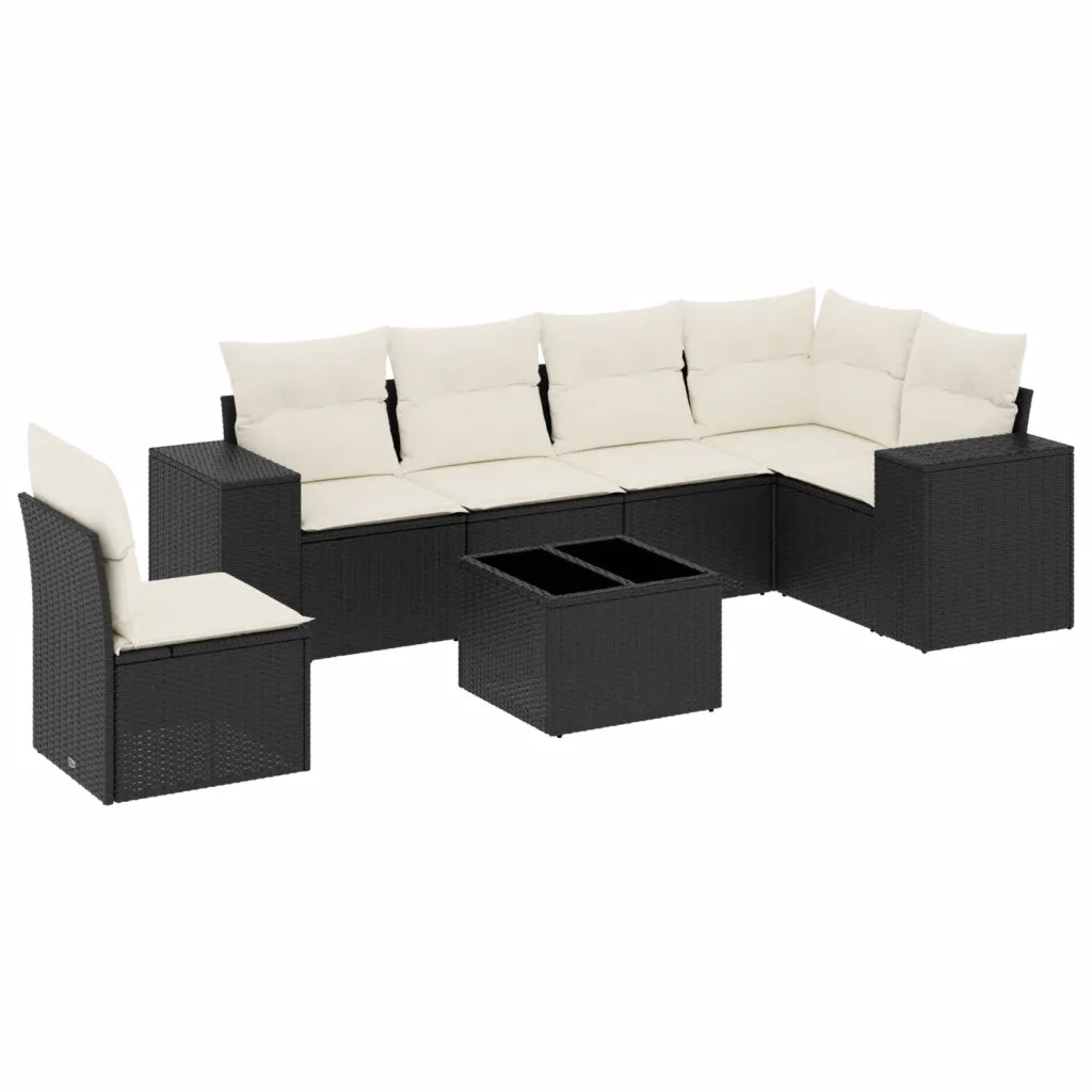 Set Divani da Giardino con Cuscini 7pz Nero Polyrattan 3254973