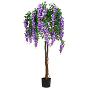 Pianta artificiale in vaso per interni in plastica nero 150 cm verde e viola Accessorio decorativo per interni