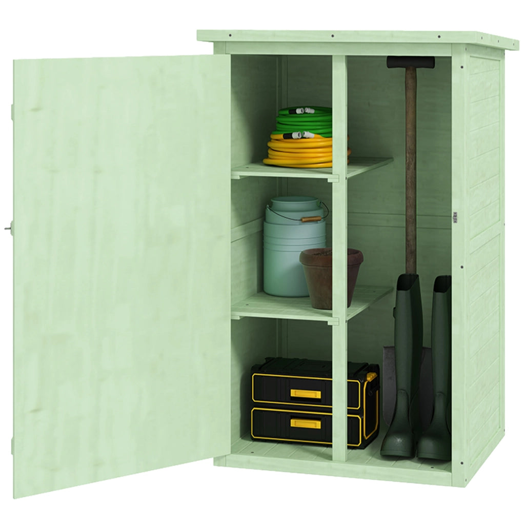 Armadio da Giardino in Legno per Esterno con 2 Ripiani e Copertura ¨C zephmum ¨C Verde 75x56x115 cm