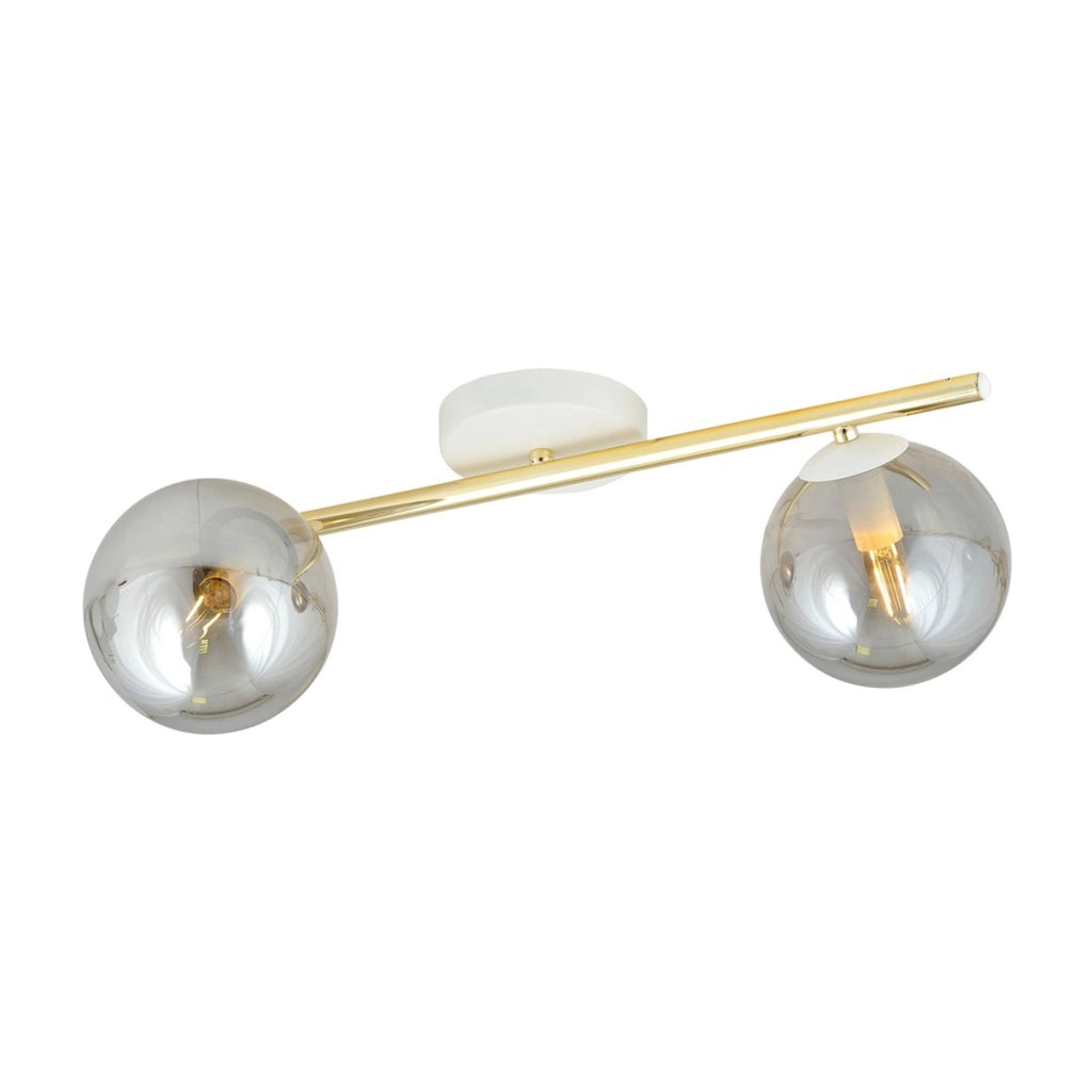 Lampada a sospensione SPLENDI con struttura oro e sfere vetro grafite