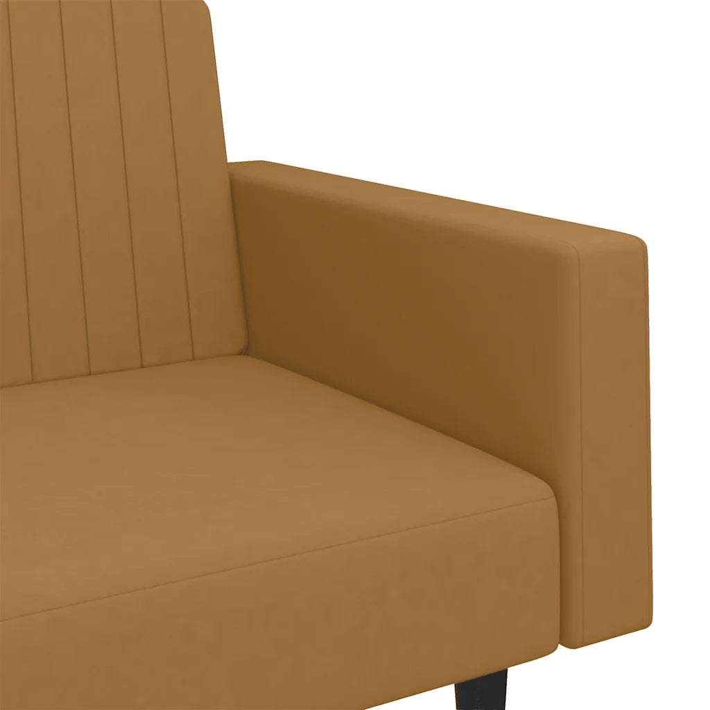 Divano Letto a 2 Posti Marrone in Velluto 375945