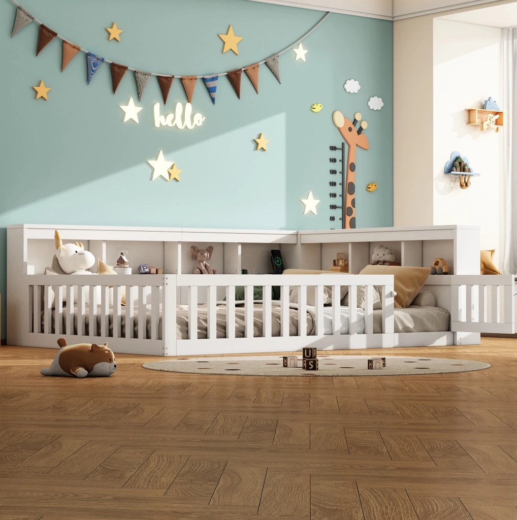 LETTO 140x190 cm in truciolare e MDF bianco con prese USB