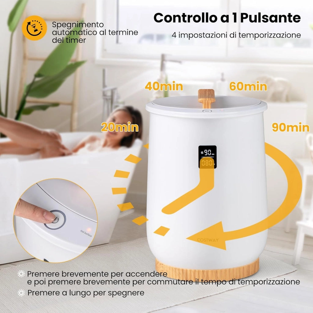 COSTWAY Secchio Scaldasalviette, Scalda Asciugamani Riscaldato 20L con Display LED, Controllo a 1 Pulsante e Timer, Scaldasalviette di Lusso Bagno con Portadischi Profumati e Spegnimento Automatico
