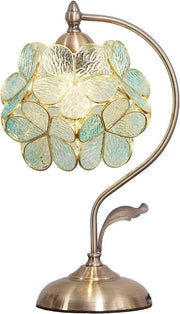 Lampada da Tavolo con Fiori in Vetro e Bronzo Base Manufattura Artigianale Lampada Decorativa