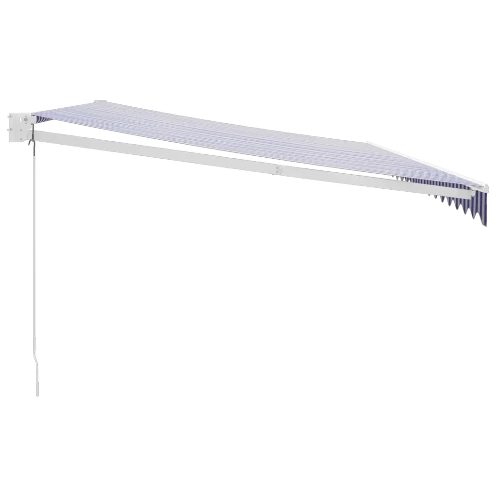 Tenda da Sole Retrattile Blu e Bianca 5x3 m Tessuto e Alluminio