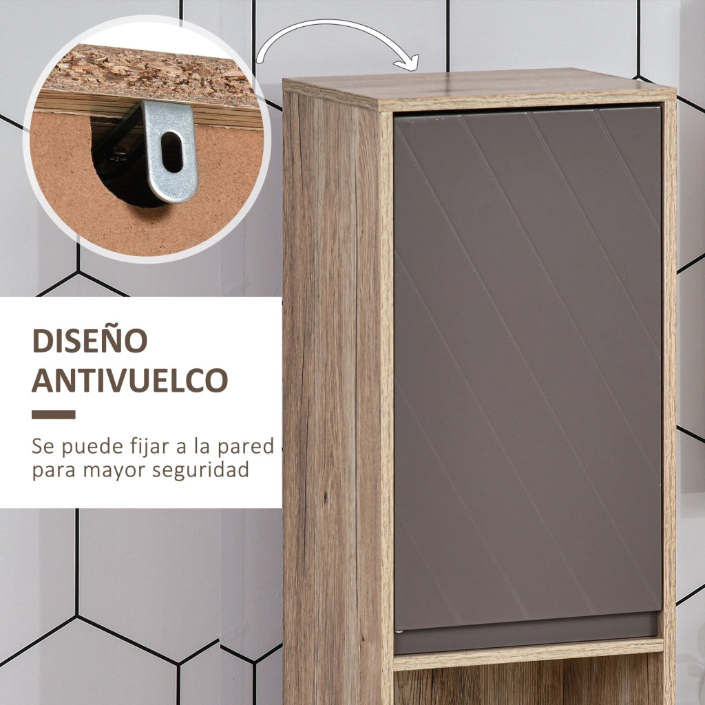 Colonna Bagno Alto Salvaspazio ¨C Xylo ¨C 2 Ante 2 Ripiani Rovere Grigio 30x24x170 cm