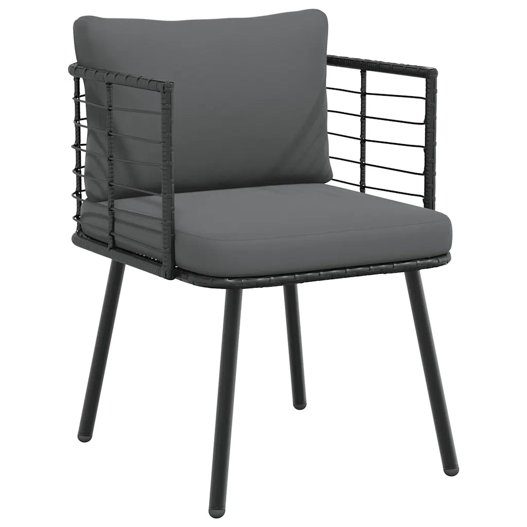 Sedie da Giardino con Cuscini 2 pz Nere in Polyrattan 3328656