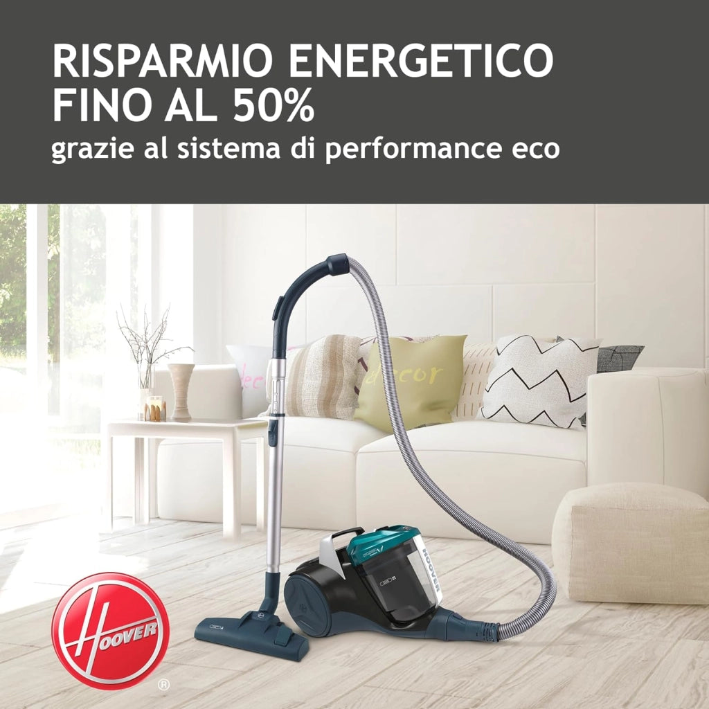 BR71_B30, Aspirapolvere a traino senza sacco, 700 W, 2 litri capacità bin, 78 Decibel, Mini turbo spazzola, Nero/Verde/Grigio Fumo