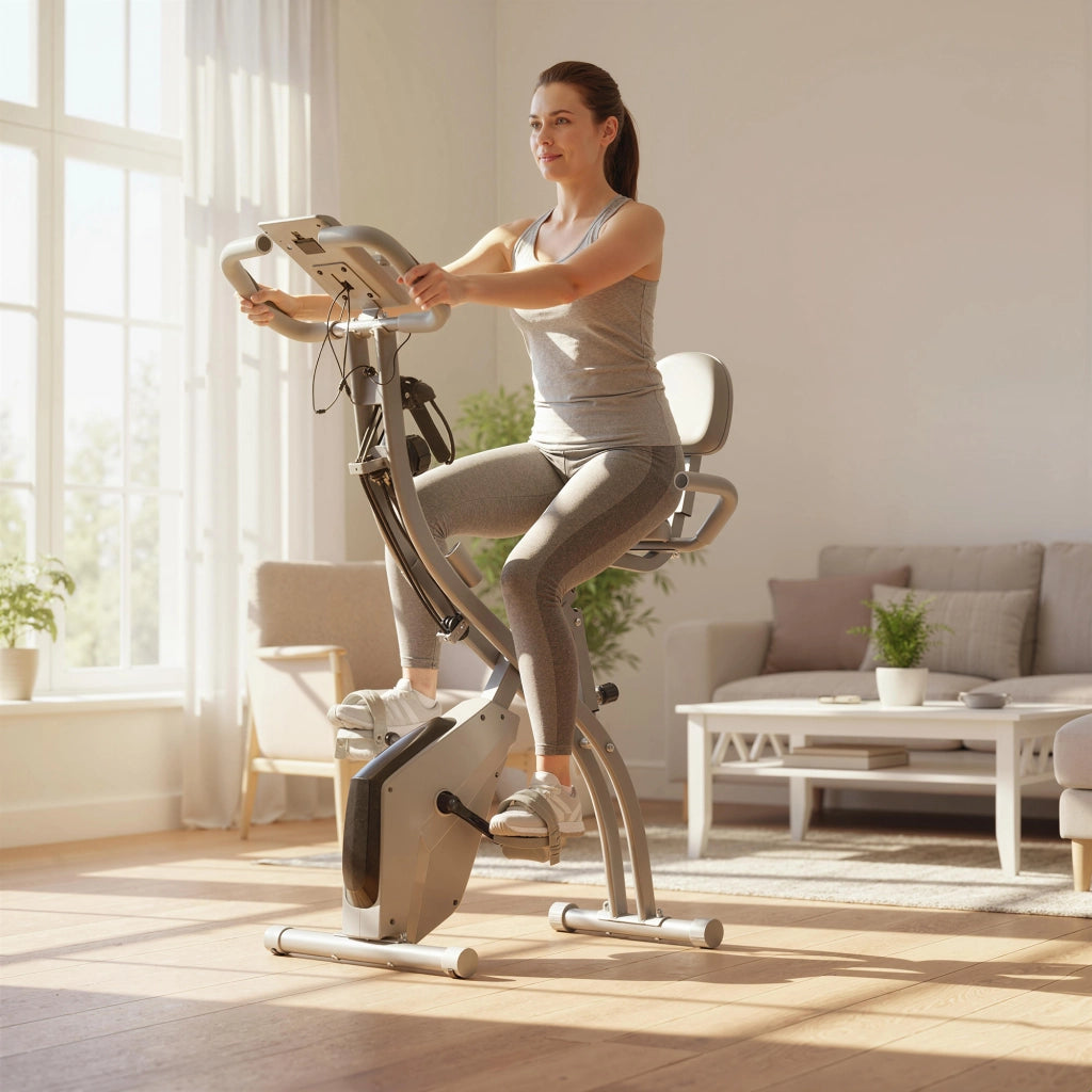 Bicicletta Statica Pieghevole con Schermo LCD ¨C Zephmum ¨C Grigio 105x48x118 cm