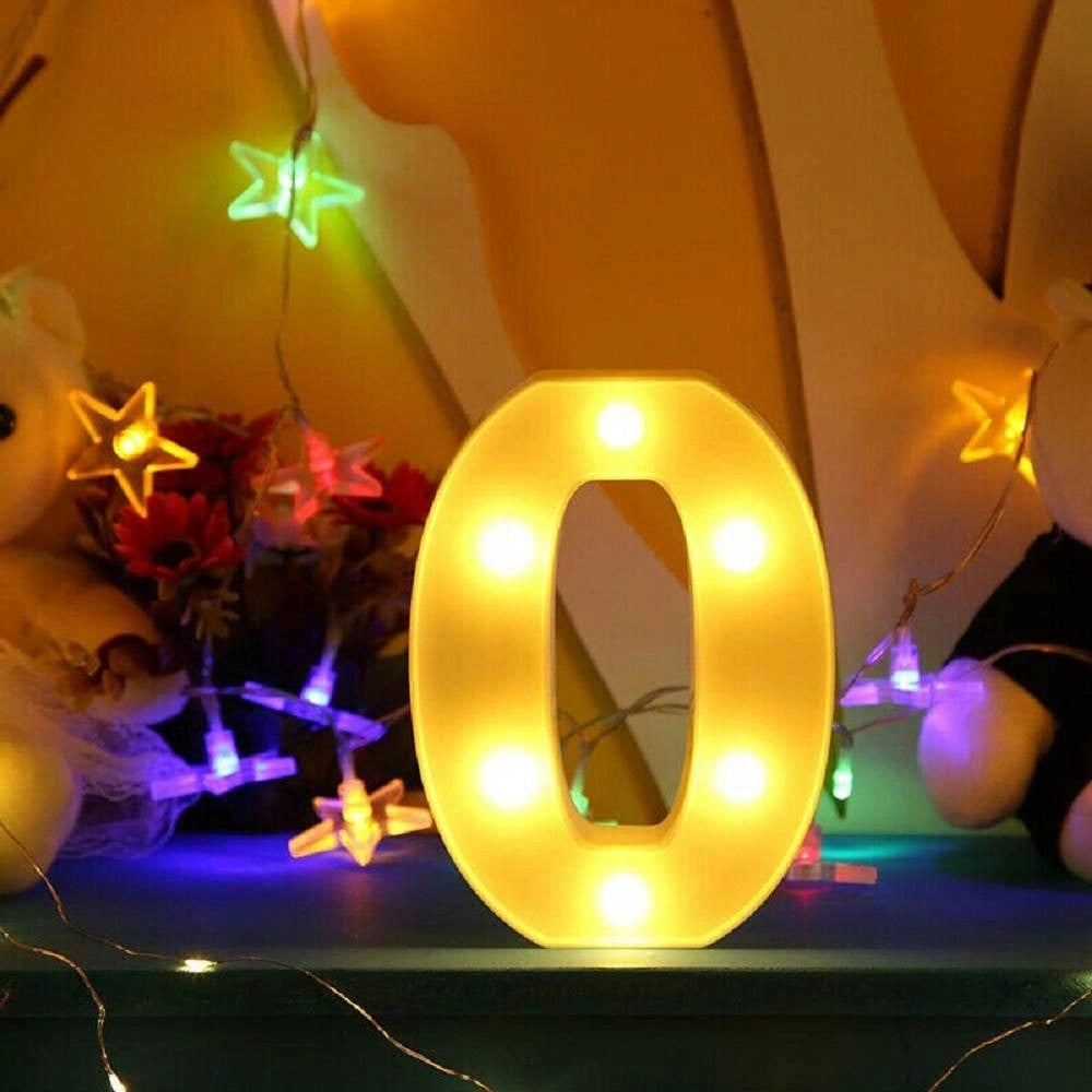 Trade Shop - Numero 0 Luminoso Bianco A Led Decoro Per Eventi Feste Luce Calda 3000k 16x3cm -