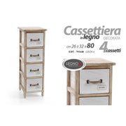 Mobile cassettiera stretta bianca shabby legno 4 cassetti