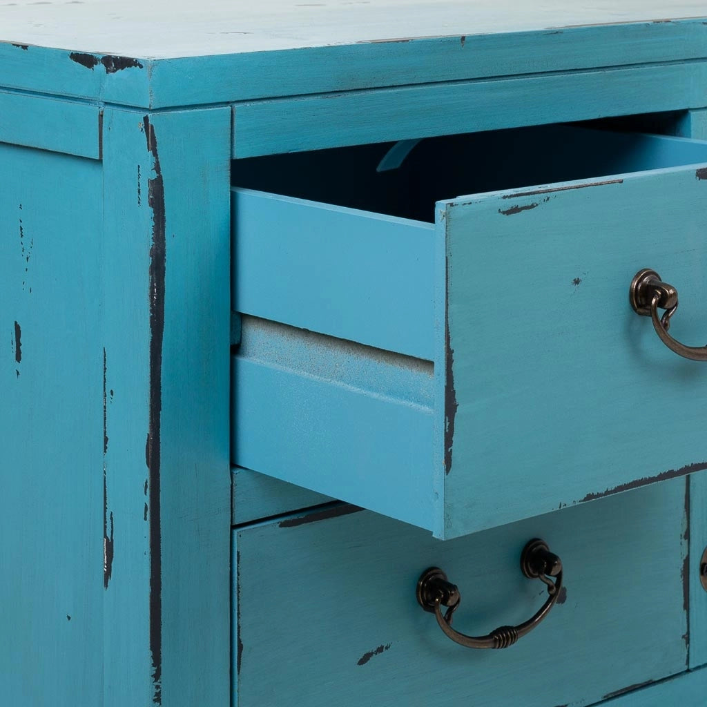 Mobile basso in legno blu 120x40x50