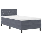 Letto singolo | Letto per adulti | Letto a Sorgente LED con led Grigio scuro 90 x 200 cm Velluto