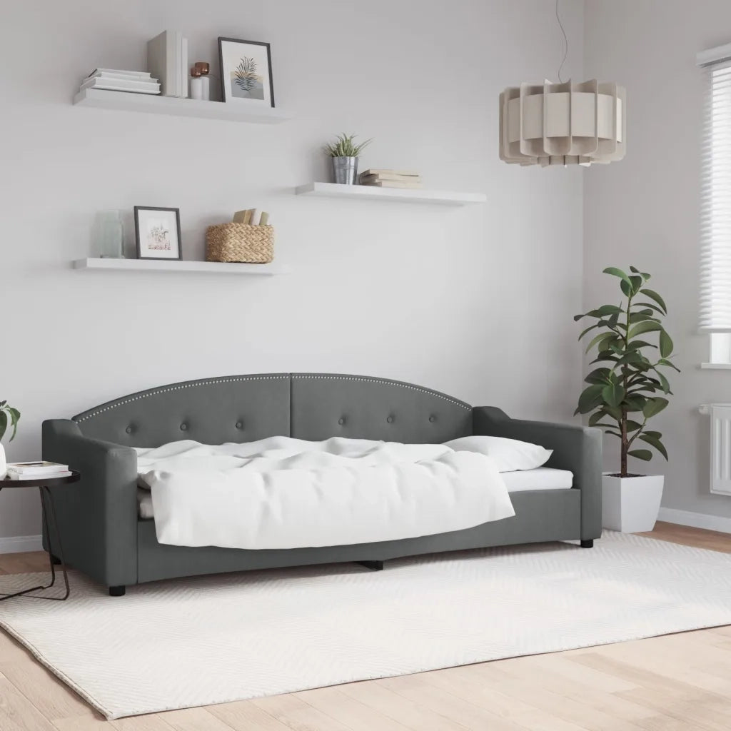 Letto singolo | Letto per adulti | Letto da Giorno Grigio Scuro 80x200 cm in Tessuto