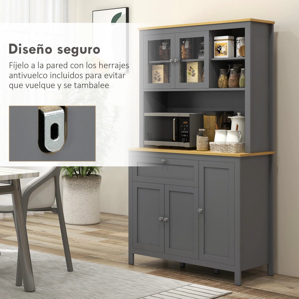 Armadio Cucina con Ante e Ripiani ¨C Zephmum ¨C Grigio 100x40x180 cm