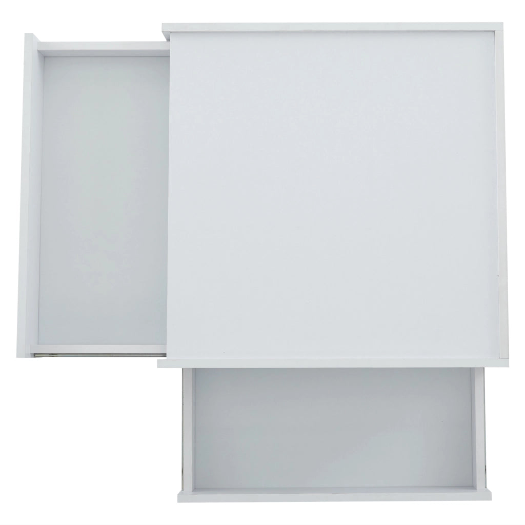 TAVOLINO DA CAFFÈ Girevole 360° 60x60x38 cm Bianco con 2 cassetti