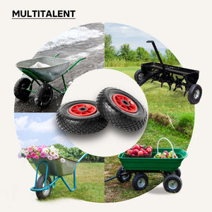 Set 4 ruote complete 3.00-4 HT2046 per carrelli a mano carriole portasacchi