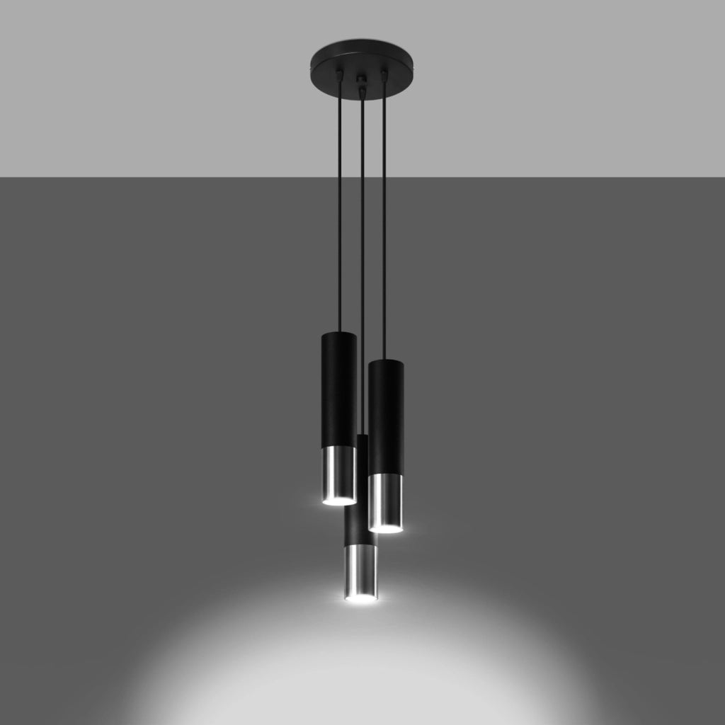 Lampadario Pure Lume SPIREXEZ 3 luci GU10 nero cromo