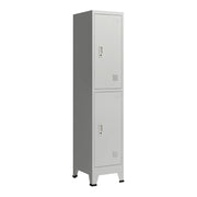 Armadietto da ufficio mobiletto portaoggetti per ufficio officina camera da letto in metallo e acciaio con 2 ante in acciaio laccato 180 x 38 x 45 cm grigio 03_0006346