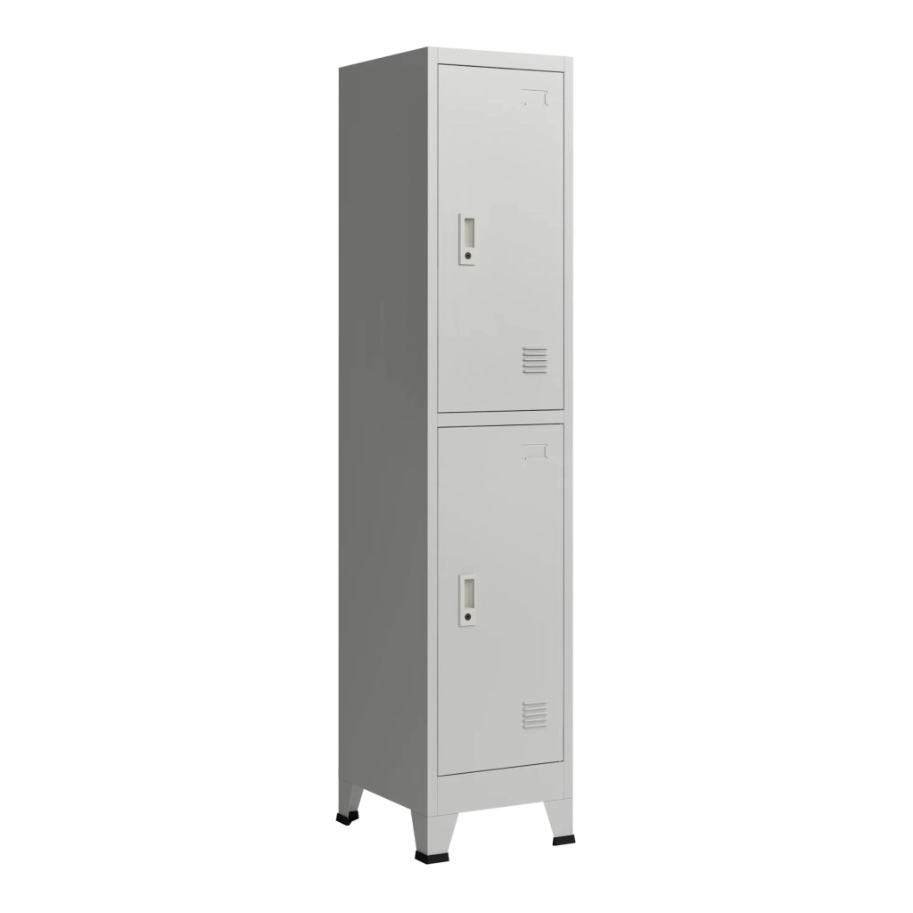 Armadietto da ufficio mobiletto portaoggetti per ufficio officina camera da letto in metallo e acciaio con 2 ante in acciaio laccato 180 x 38 x 45 cm grigio 03_0006346