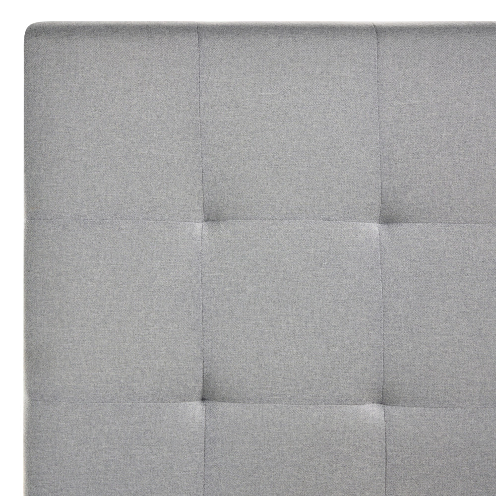Letto matrimoniale con contenitore portaoggetti e testiera imbottita 120x200 cm in tessuto grigio