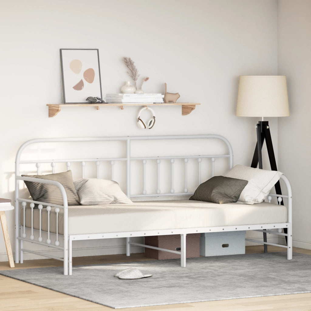 Struttura Letto Daybed con Letto Estraibile Bianco 107x203 cm in Acciaio