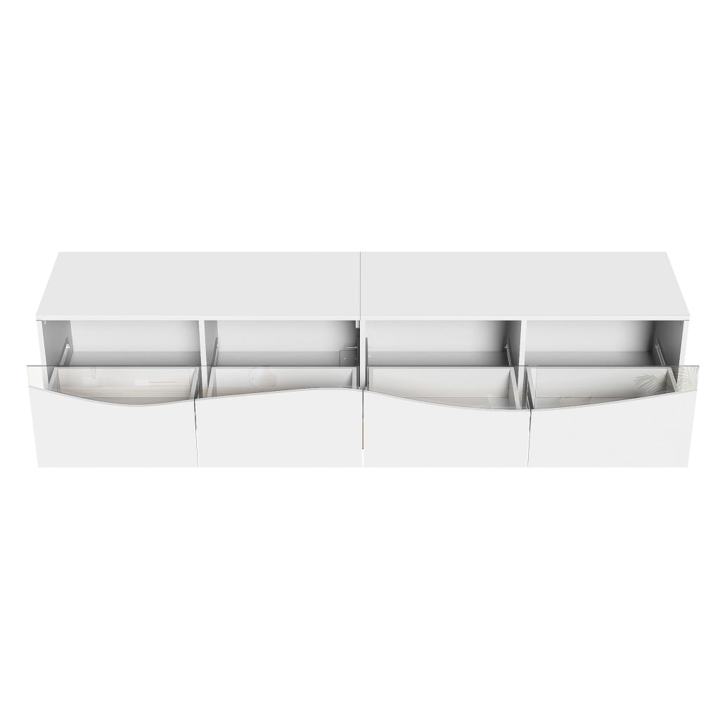 Mobile TV con LED ¨C MINIMAL ¨C Bianco/Oro, Vetro, 180x40x50 cm