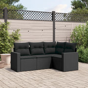 Salotto da Giardino-Set Divani da Giardino 4 pz con Cuscini Nero in Polyrattan 168903