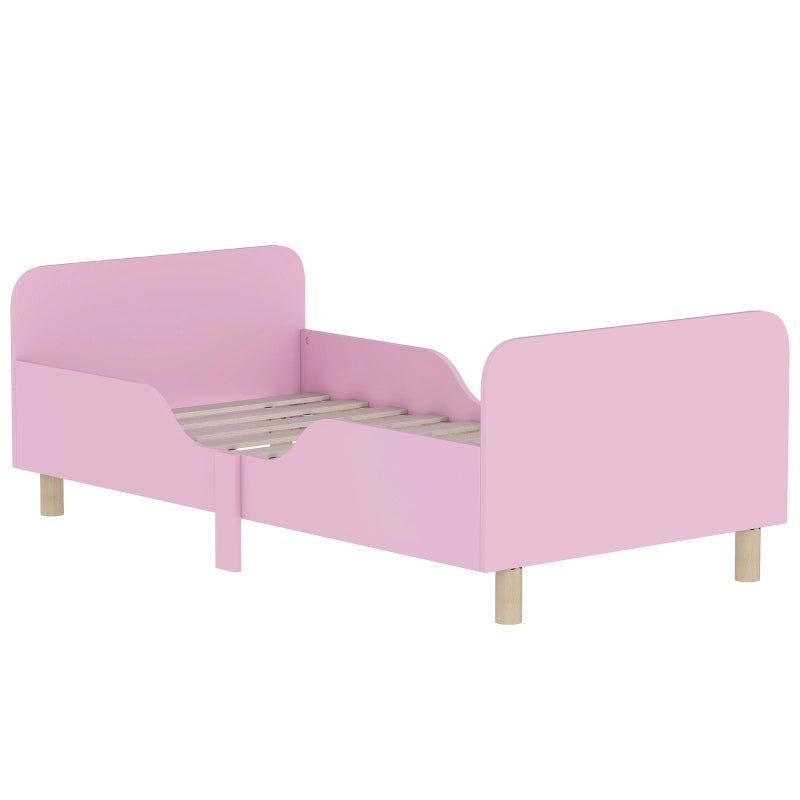 Struttura letto per bambini, letto singolo per bambini, sponda di sicurezza, lettino per cameretta, MDF, senza materasso, rosa