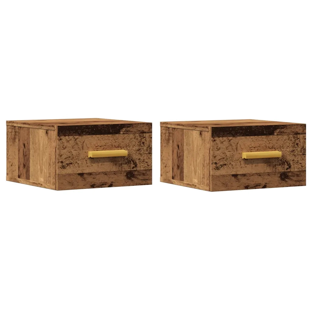 Comodini a Muro 2 pz Legno Antico 35x35x20 cm 857064