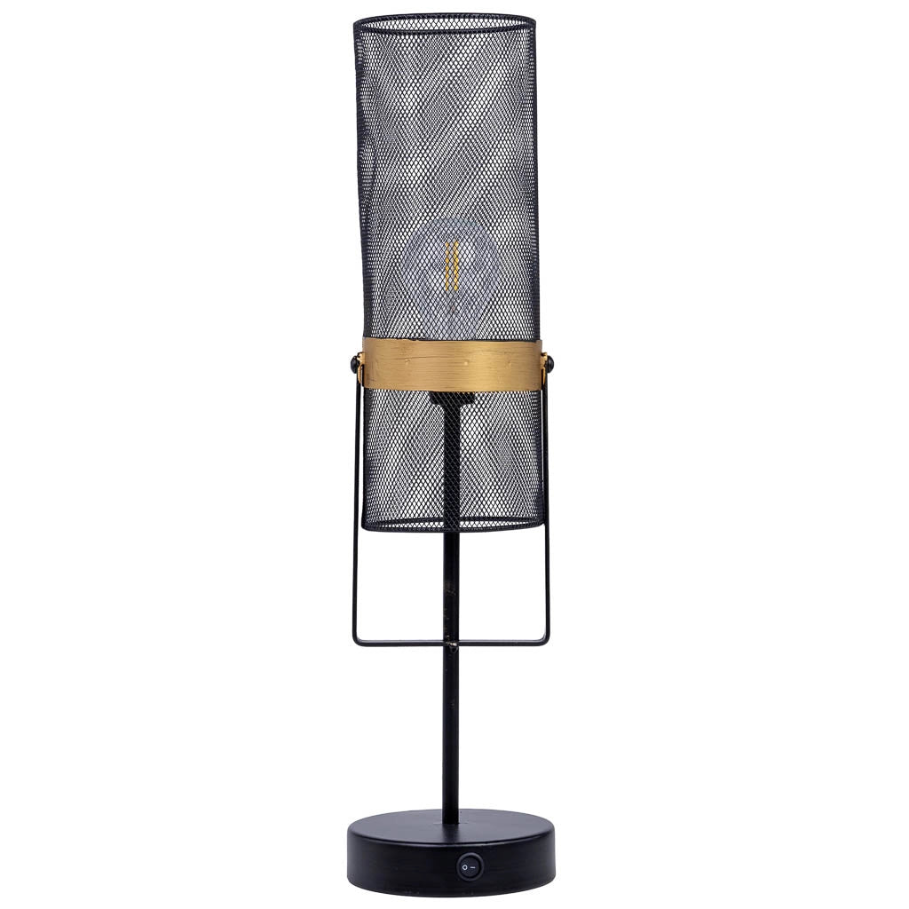Lampada da tavolo in metallo nero con 1 faretto 12,5x12,5x51h cm