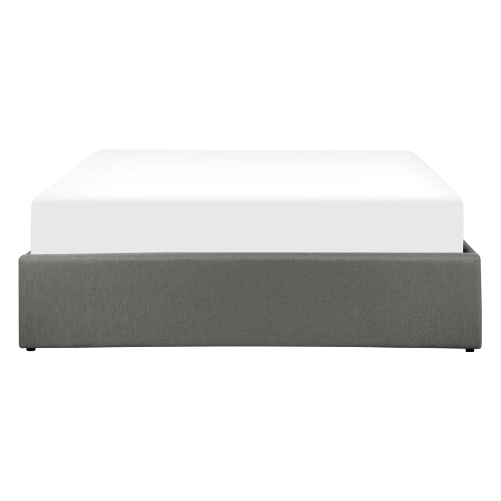 Letto a doghe ottomana imbottita in tessuto di poliestere grigio contenitore 140 cm 6 doppia dimensione design moderno
