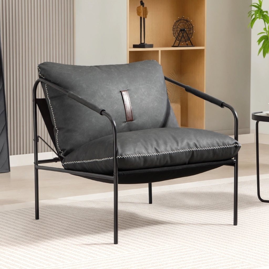 Poltrona Moderna Relax in Similpelle Grigio Scuro ¨C Zephmum ¨C Cuscini Estraibili