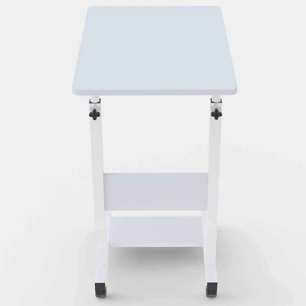 Tavolo Scrivania Porta Pc Computer Regolabile Tavolino Letto Divano Ruote Bianco