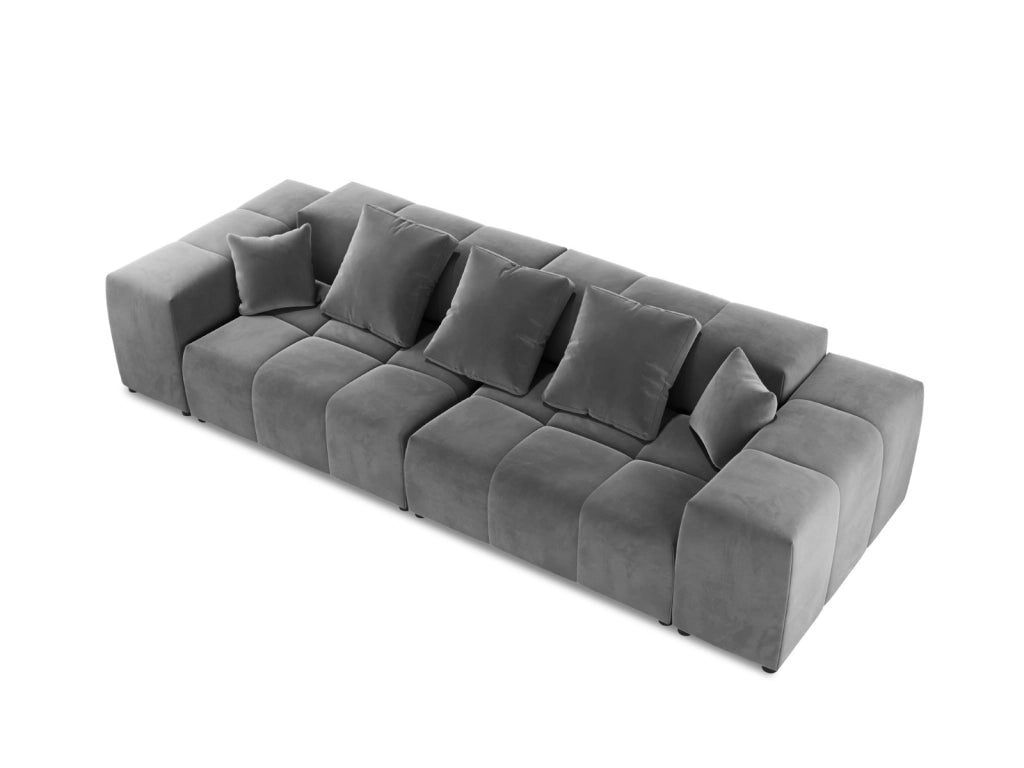 Cosmopolitan Design - Divano modulare "Rome" 3 posti in velluto grigio 